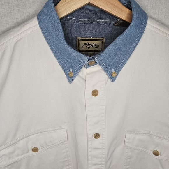 Men's White Denim Collar Shirt - Picture 5 of 6
